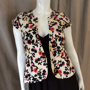 Anthropologie Elevenses Floral Cap Sleeve Jacket